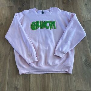 Gildan Pink Sweatshirt with Green Text